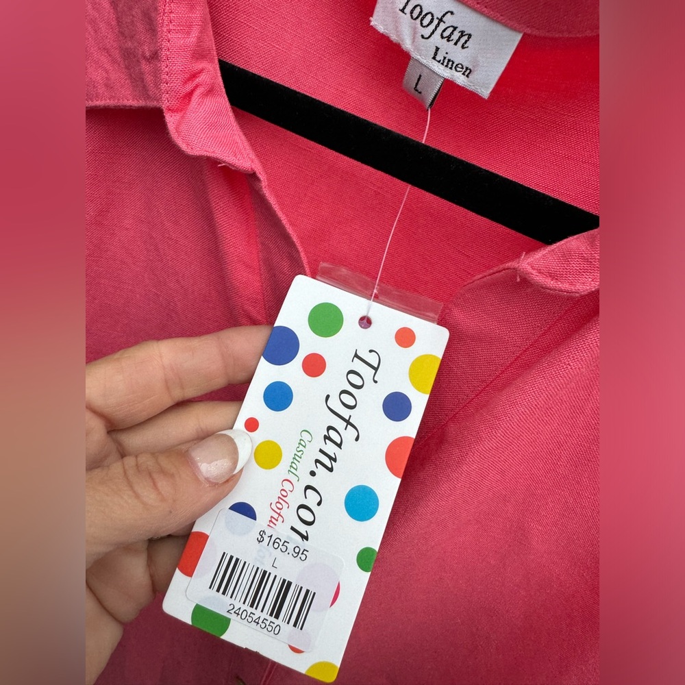 Pink linen button up - Picture 2 of 4